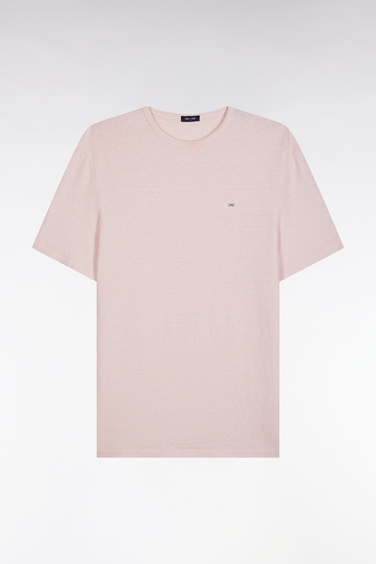 T-shirt uni en lin stretch rose coupe droite