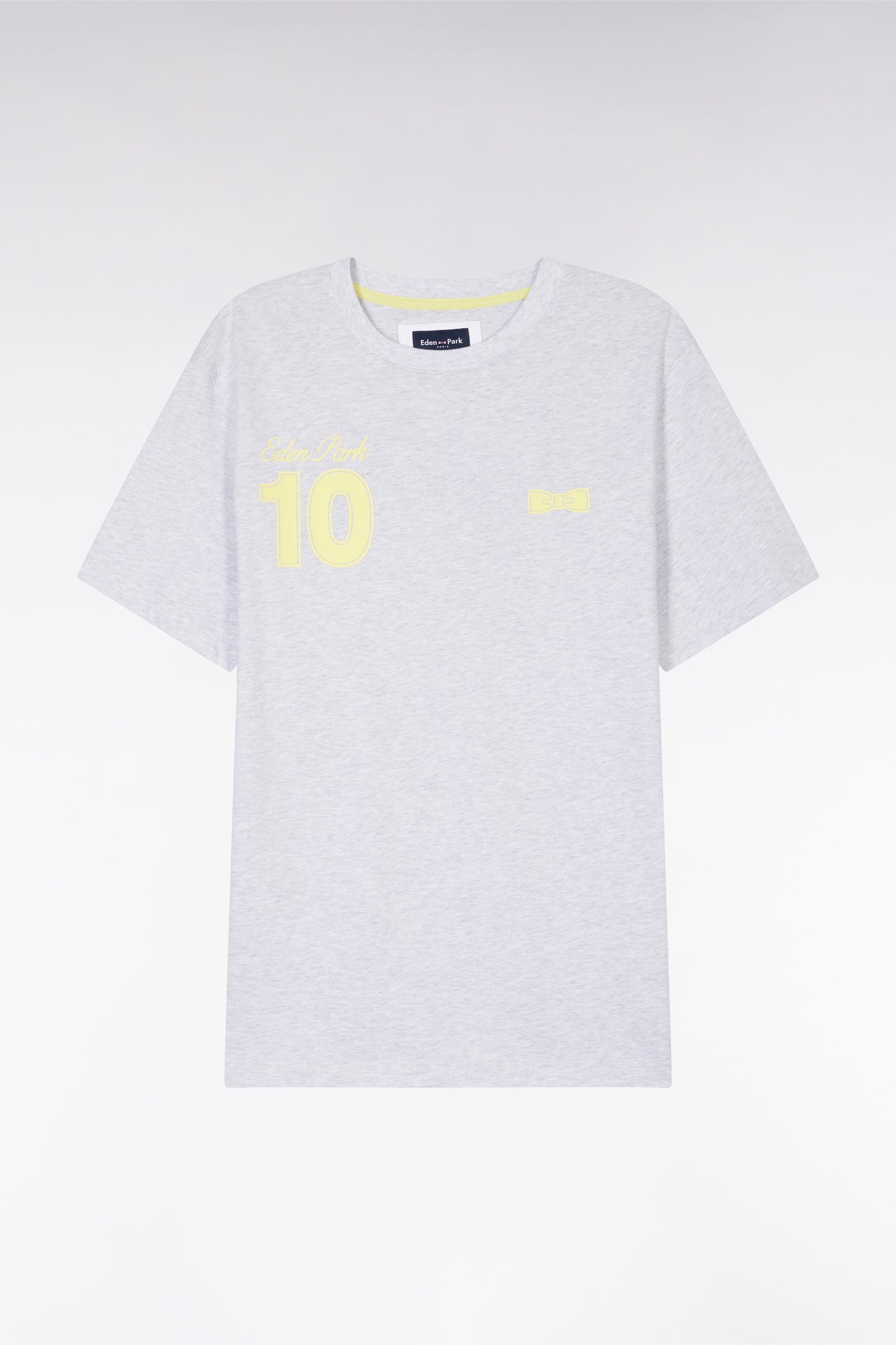 T-shirt 10 en coton gris et jaune coupe décontractée