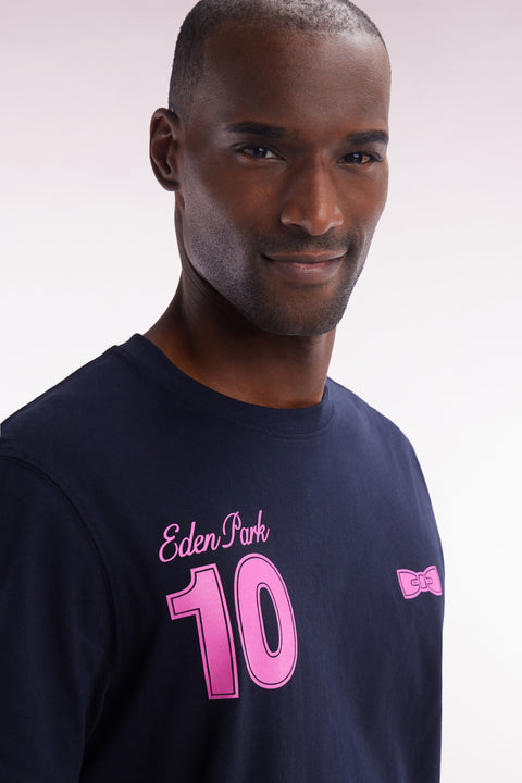 T-shirt 10 in navy and pink cotton, relaxed fit - Image 3