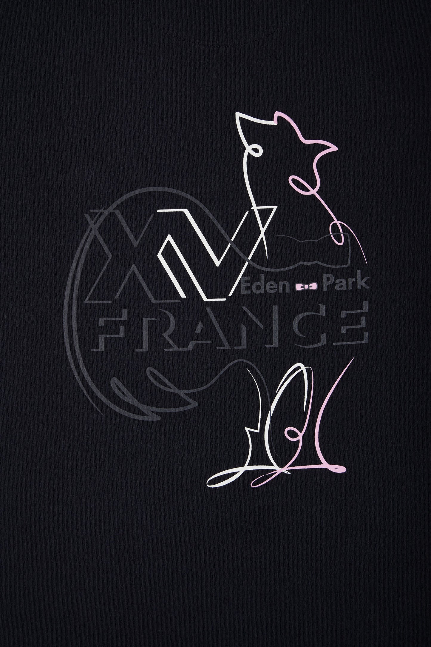 T-shirt XV de France en coton marine broderie Coq coupe droite