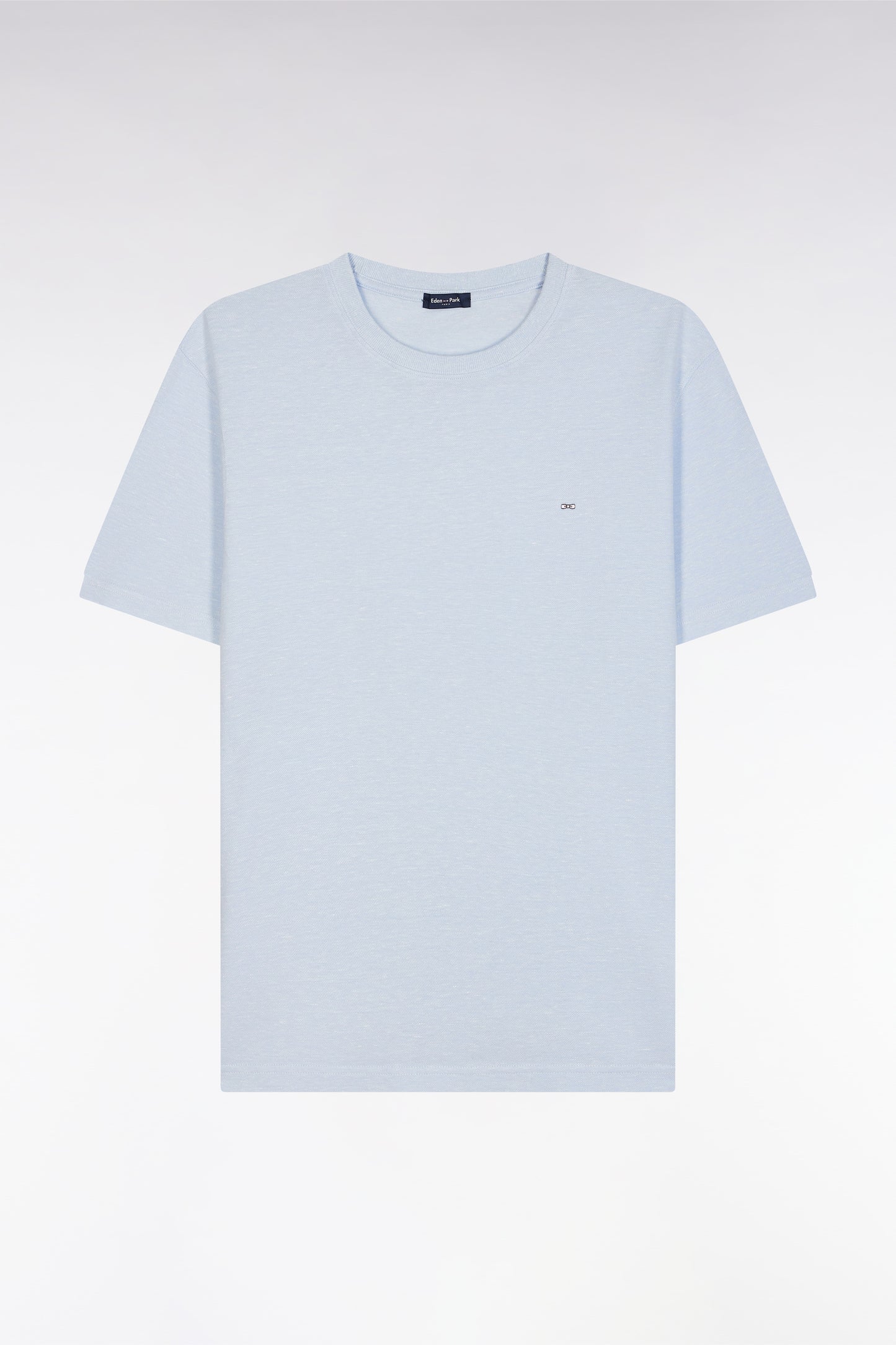 Straight-fit light grey T-shirt in cotton and linen blend