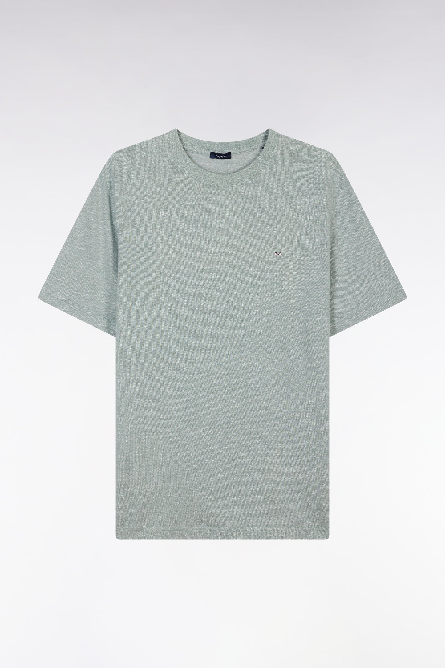 T-shirt en coton et lin gris moyen coupe droite