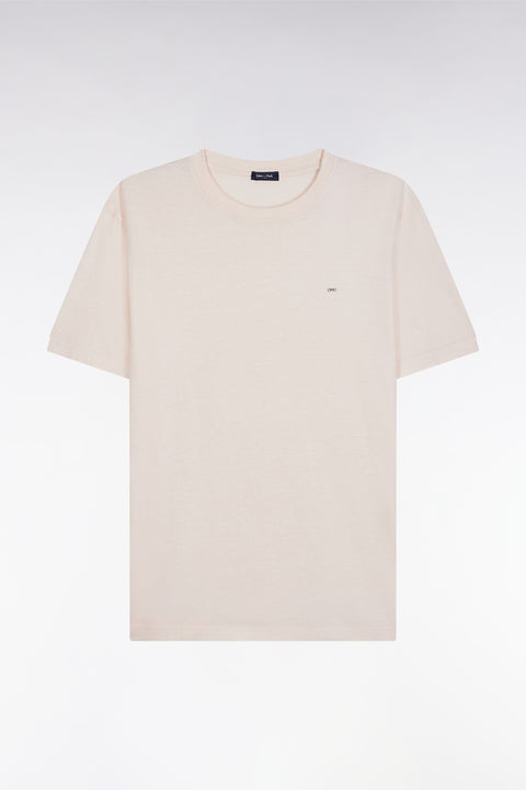 Straight-fit pink T-shirt in cotton and linen blend - Image 2