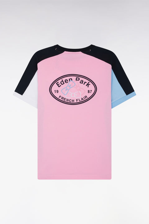 Straight-cut pink cotton short-sleeved T-shirt - Image 2