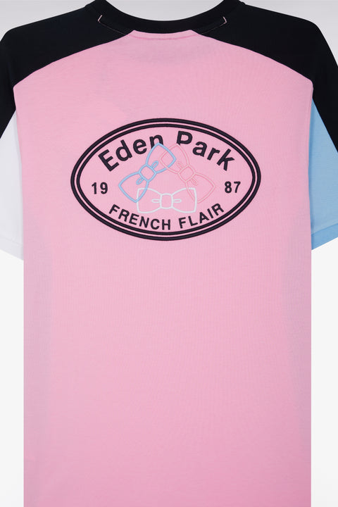 Straight-cut pink cotton short-sleeved T-shirt - Image 3