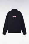 Windproof jacket in embroidered navy matte polyamide