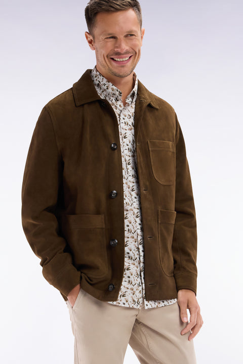 Brown suede leather overshirt - Image 3