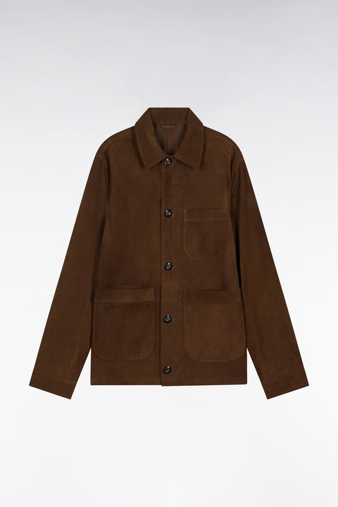 Brown suede leather overshirt - Image 2