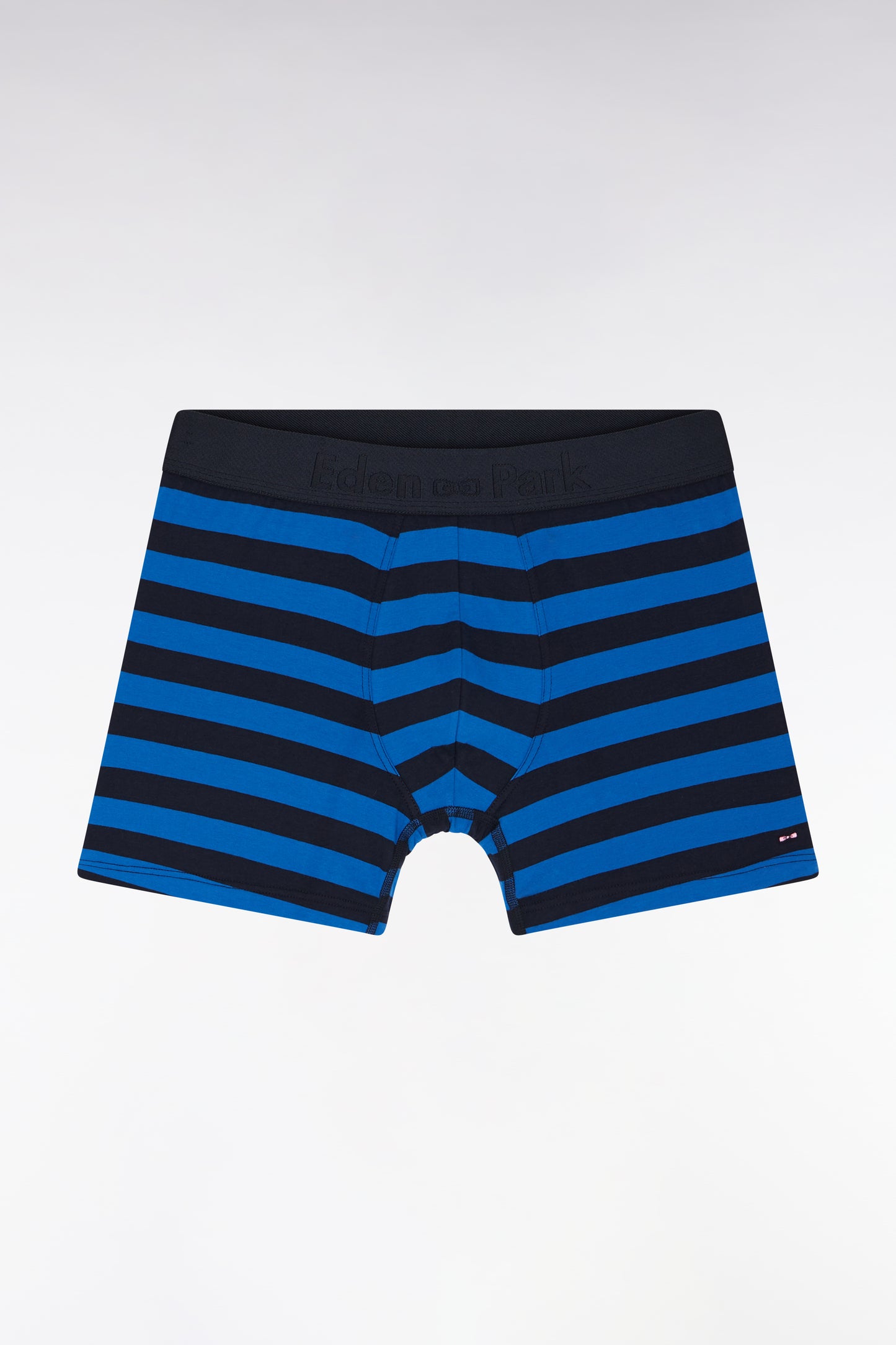 Boxer shorts in stretch cotton jersey with navy and blue rings