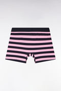 Boxer en jersey de coton stretch cerclé marine et rose