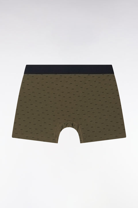 Boxer en jersey de coton stretch à micromotifs nœuds papillon kaki - Image 2