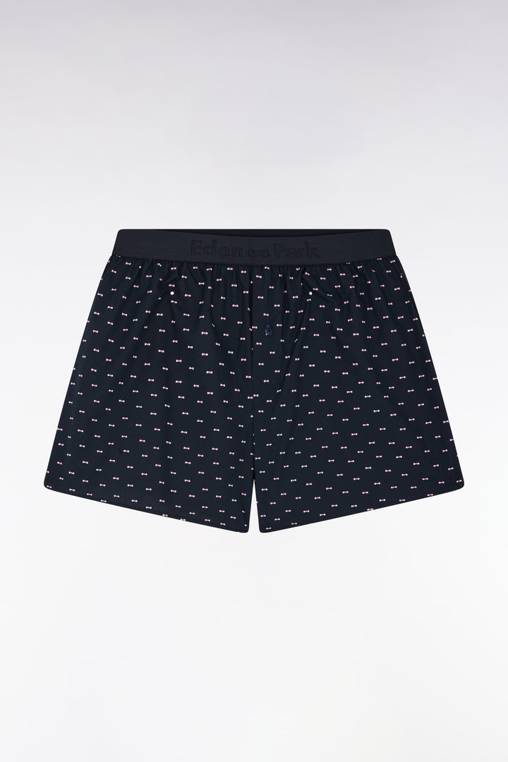 Boxer en jersey de coton à micromotifs nœuds papillon marine