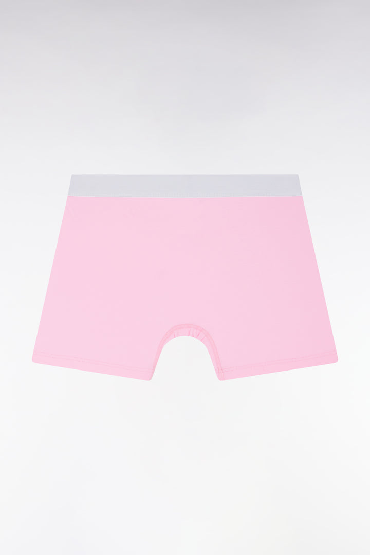 Boxer en jersey de coton stretch rose élastique taille blanc