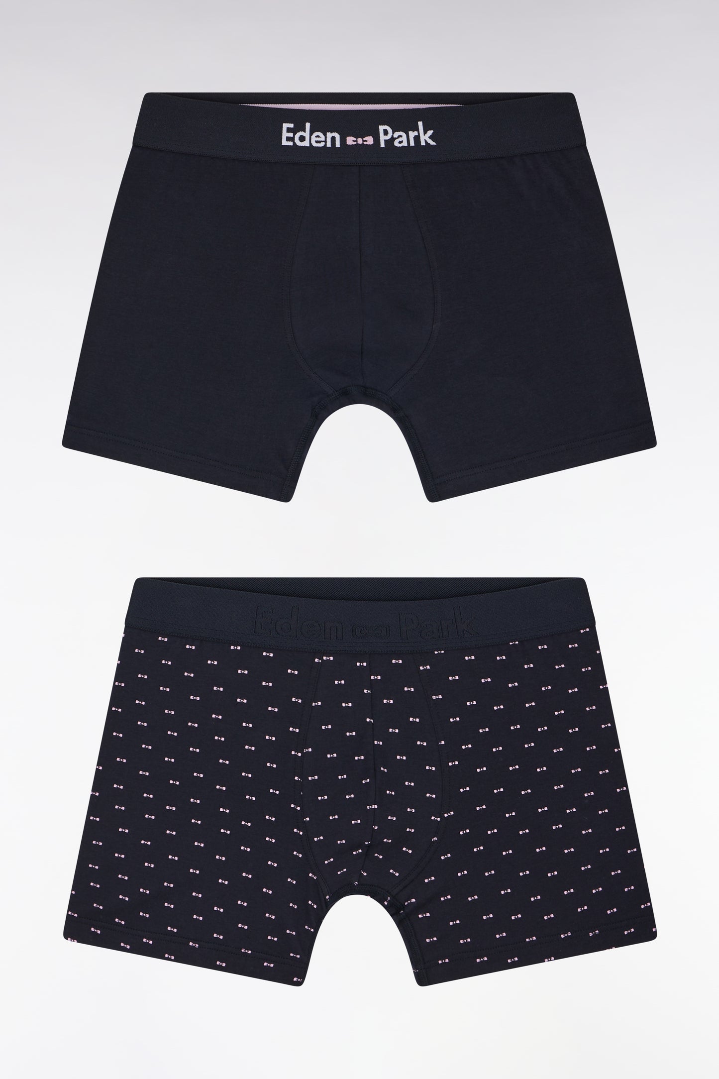 Lot de deux boxers unis et imprimés en jersey de coton stretch marine