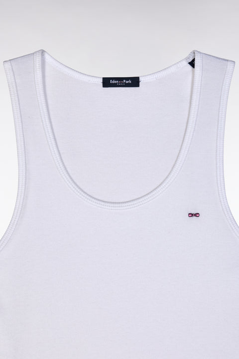 Short cotton pyjamas ribbed tank top white navy shorts - MISSING BOTTOMS - Image 2