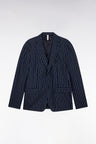 Modern fit navy suit jacket with tennis stripes