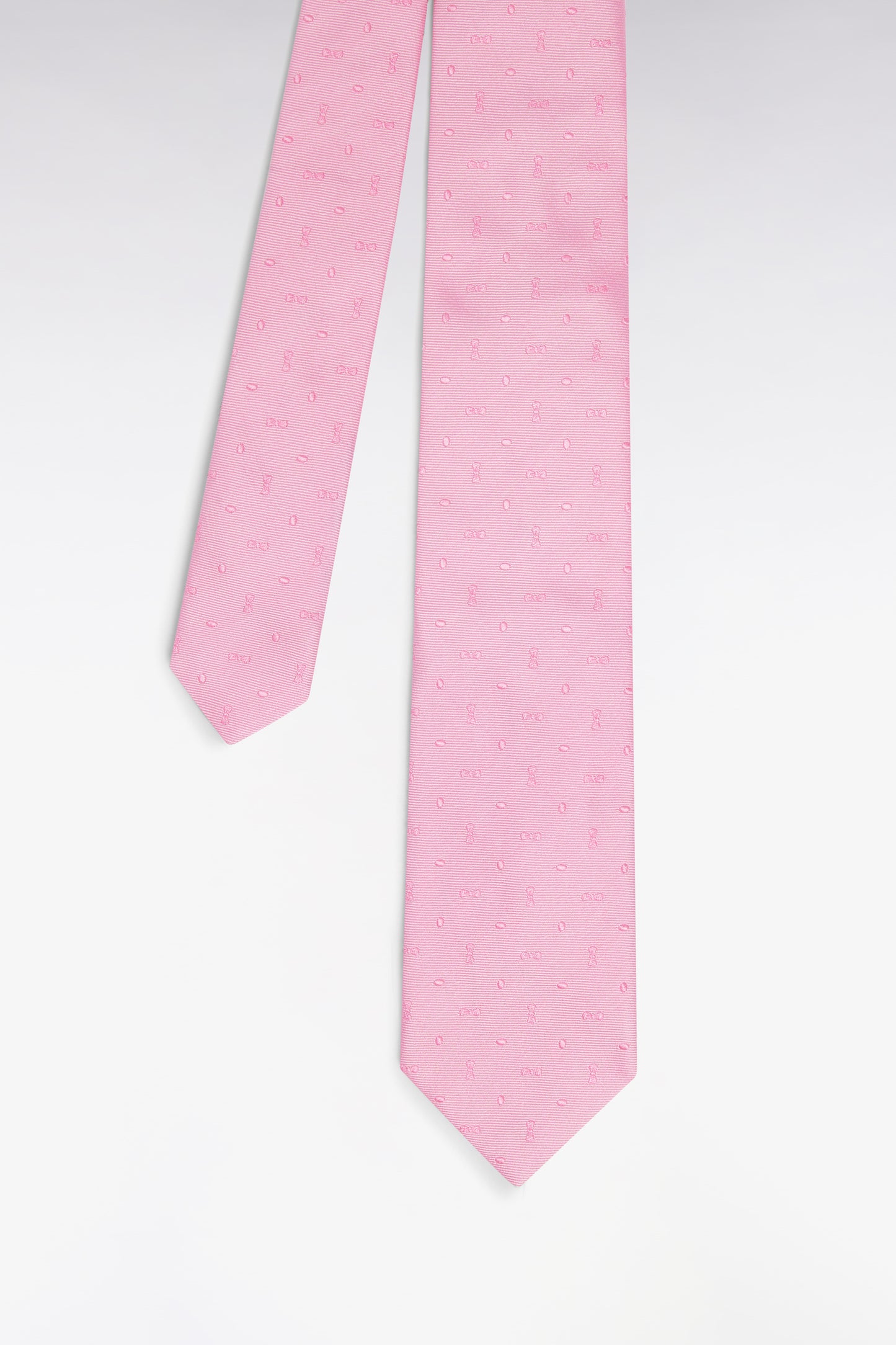 Pink silk tie with micro-patterned bow ties