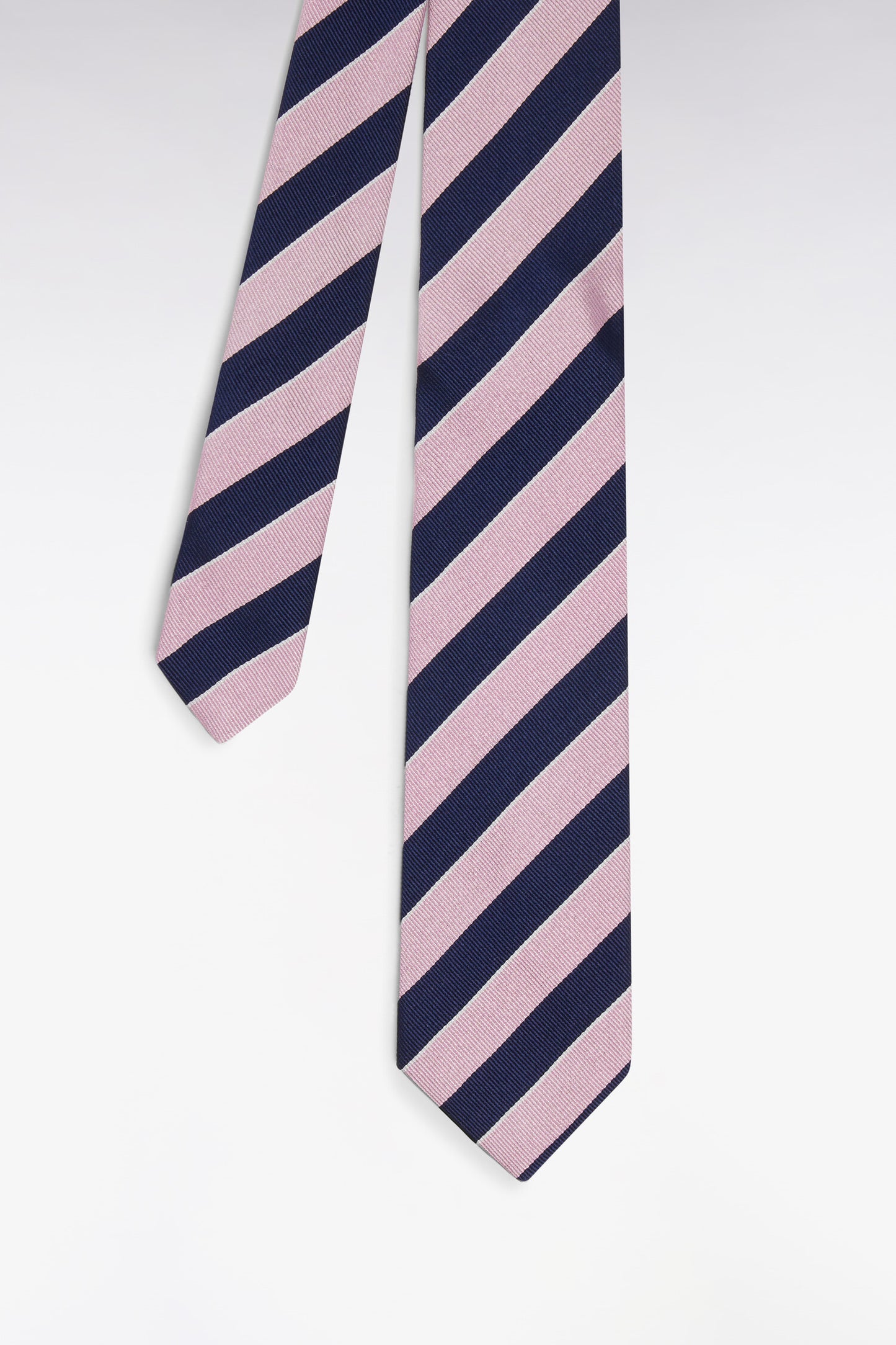 Pink and navy striped silk tie