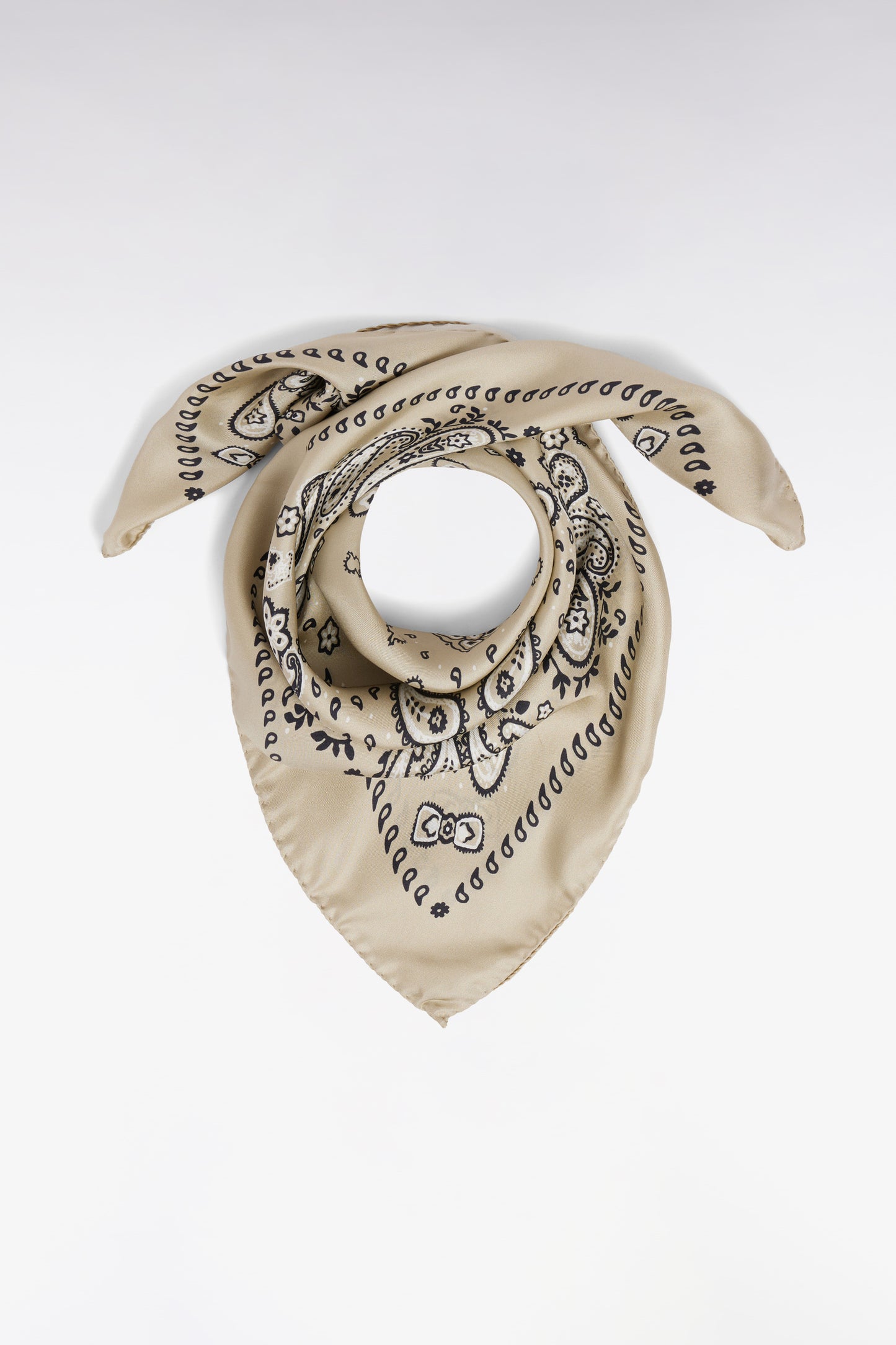 Bandana en twill de soie beige