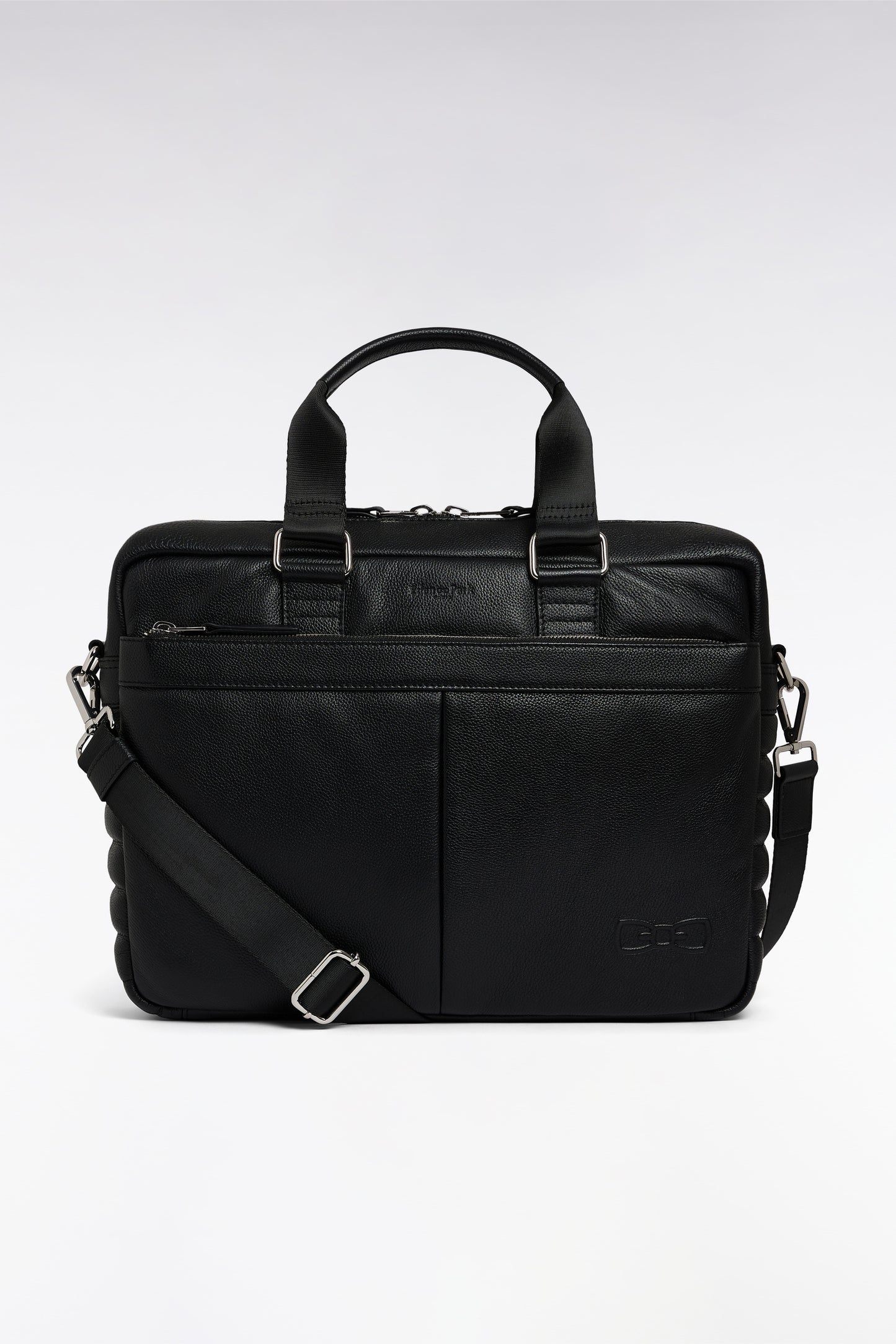 Black cowhide leather satchel bag