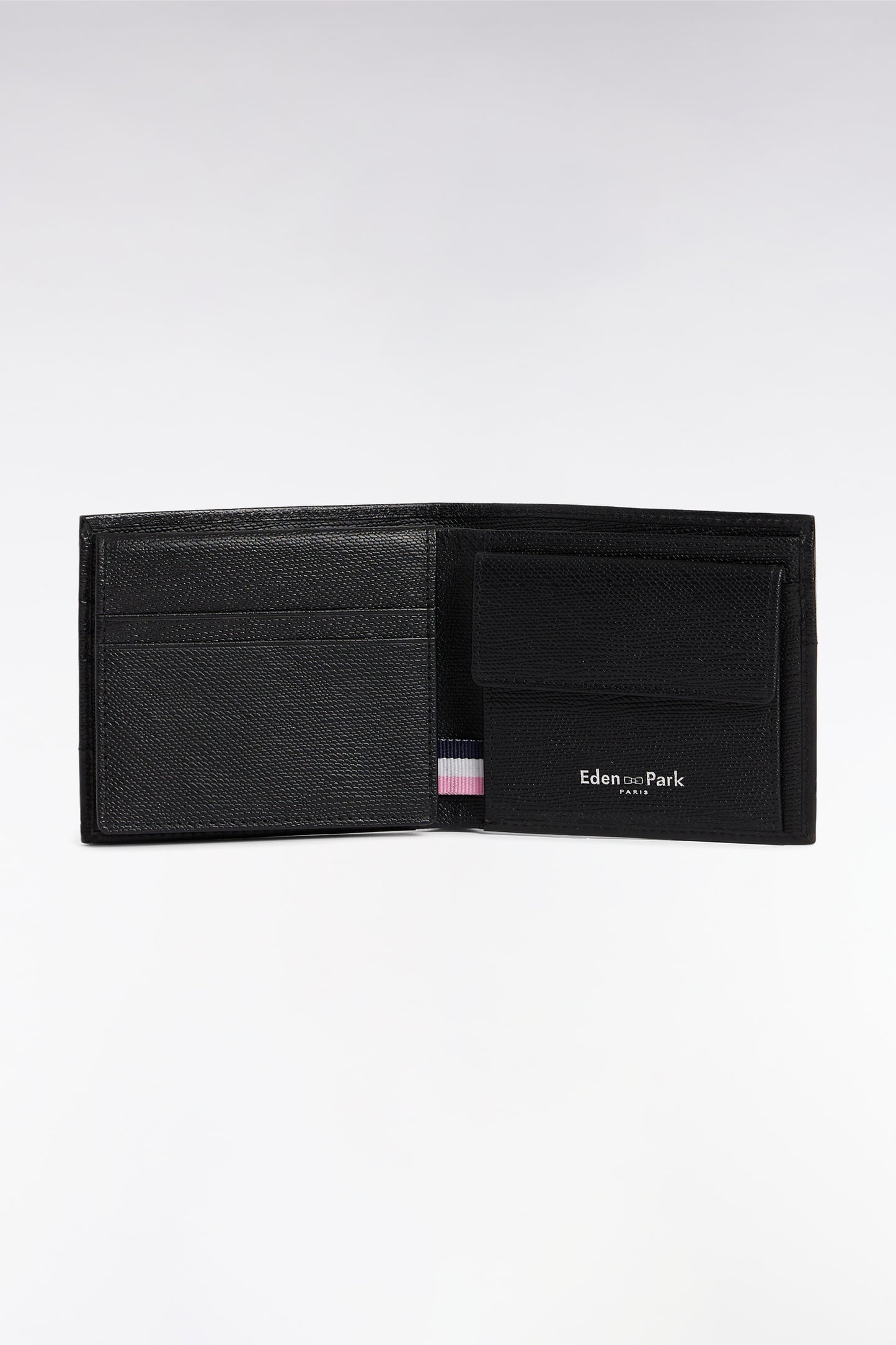 Italian dual-material wallet in black leather