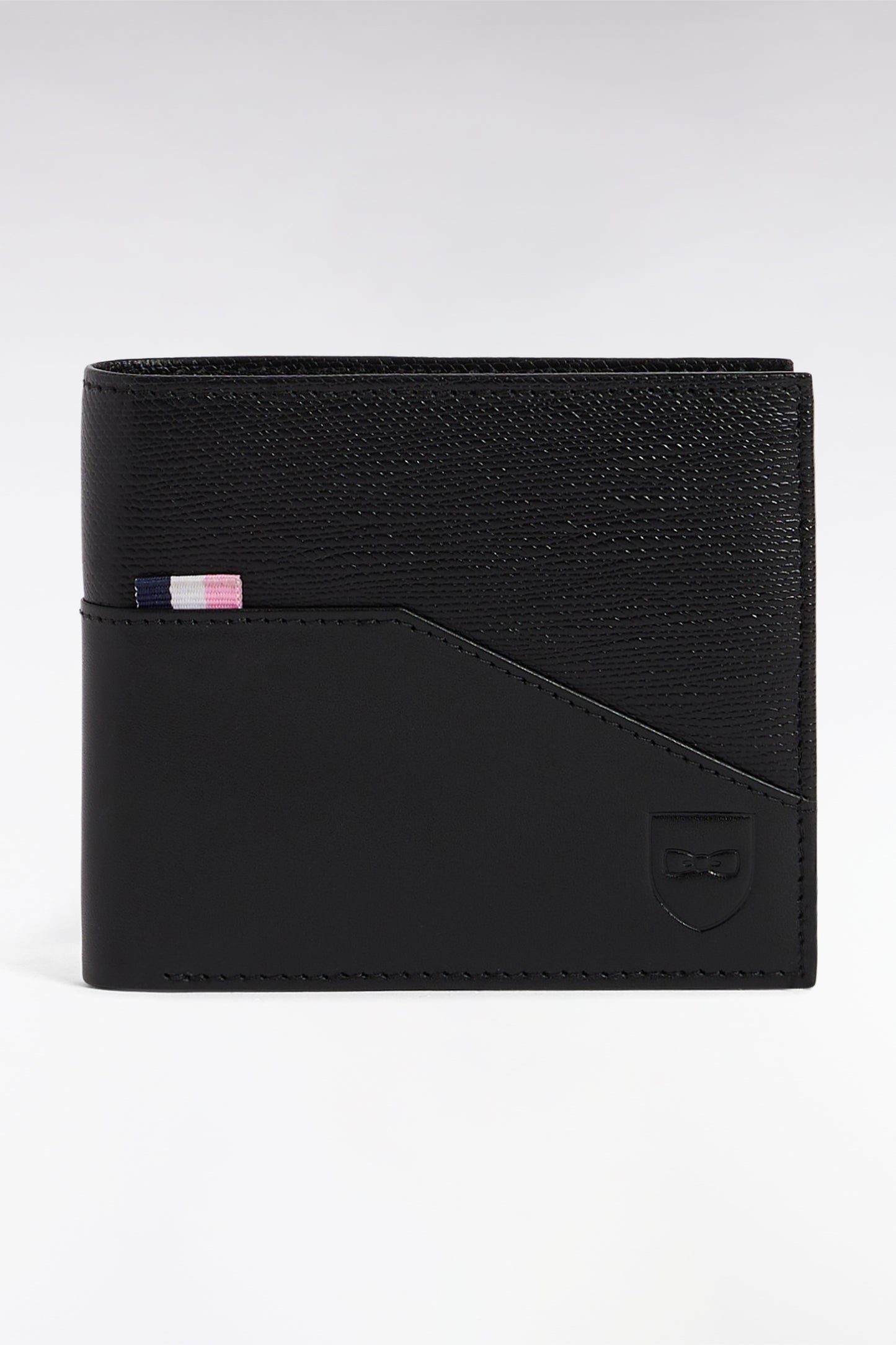 Italian dual-material wallet in black leather
