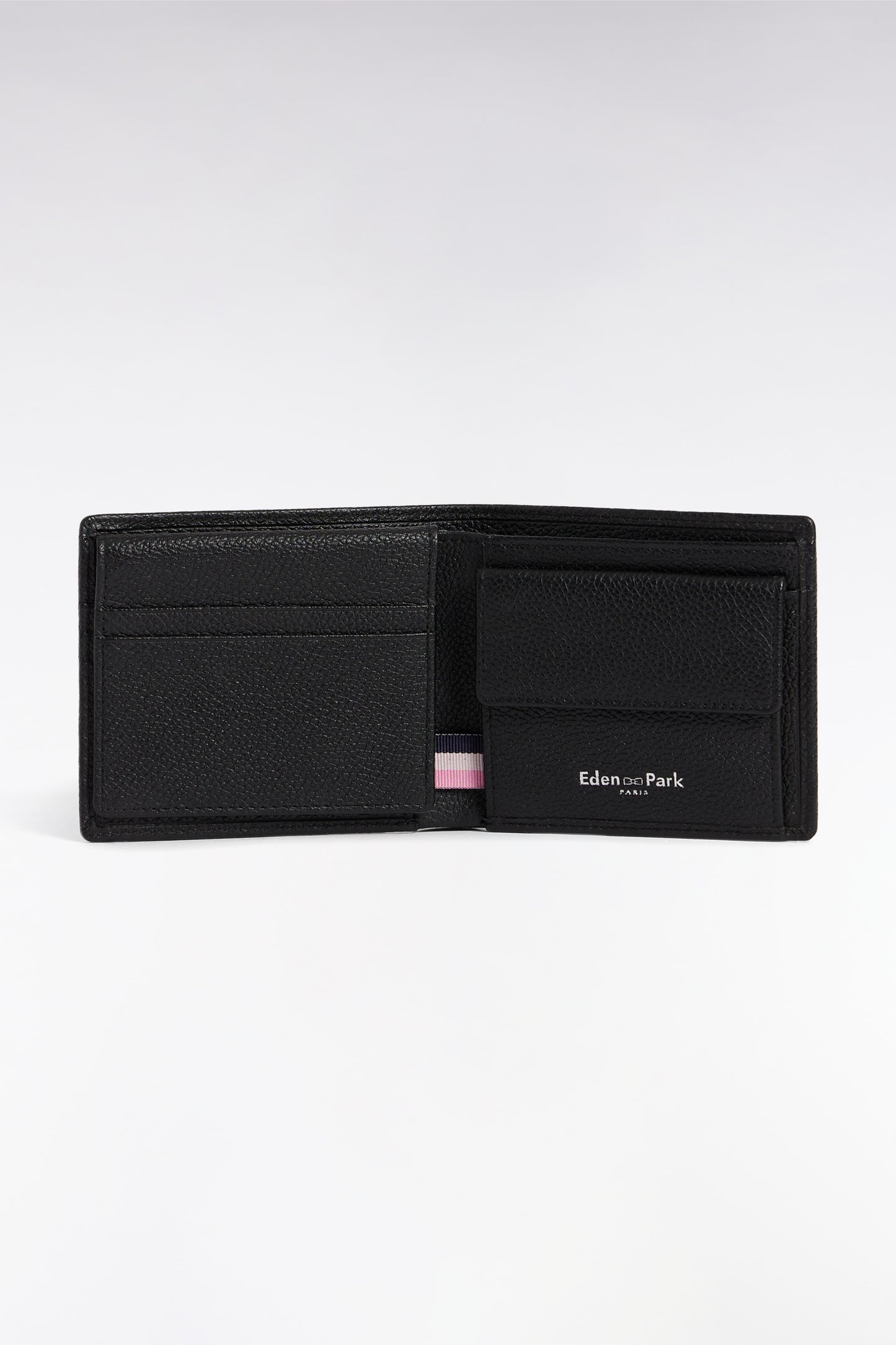 Italian format wallet in black grained leather