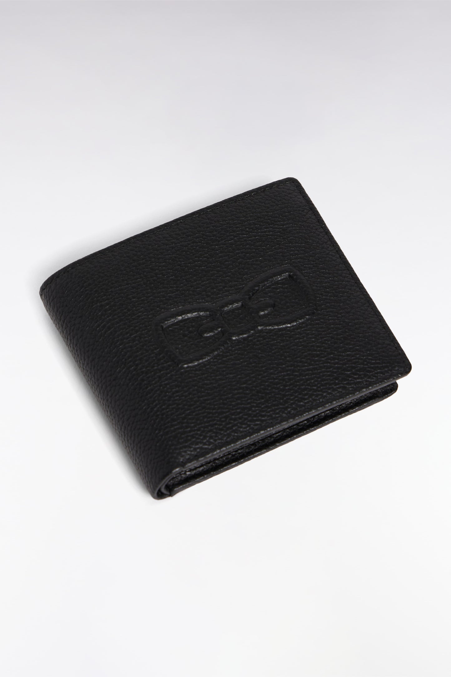 Italian format wallet in black grained leather