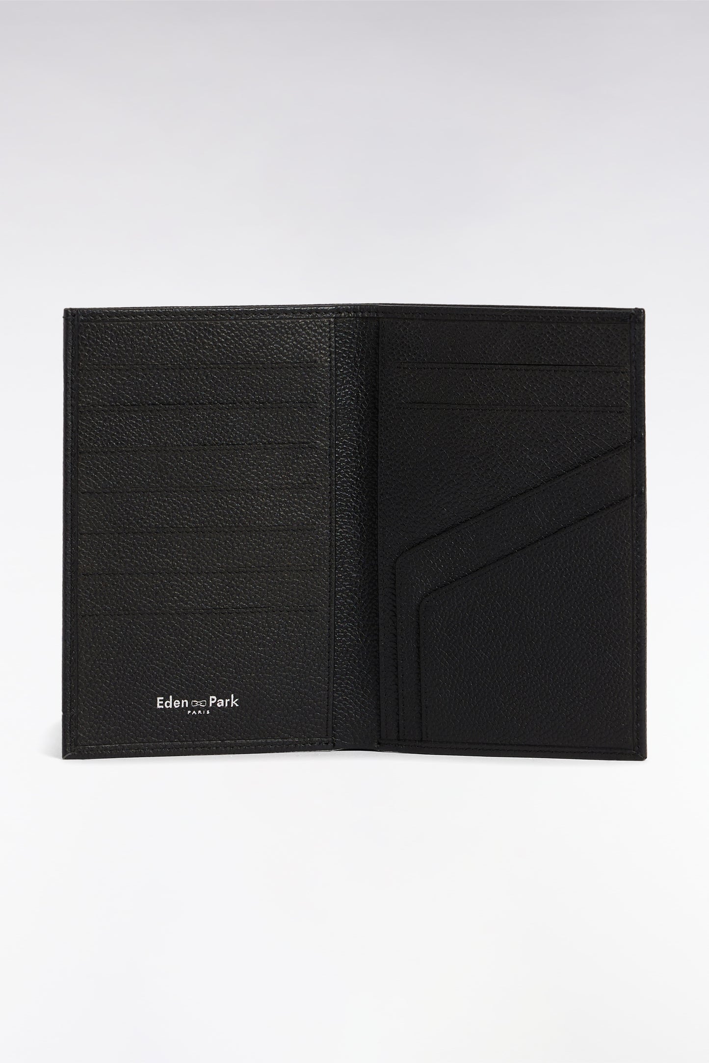 French format wallet in black grained leather