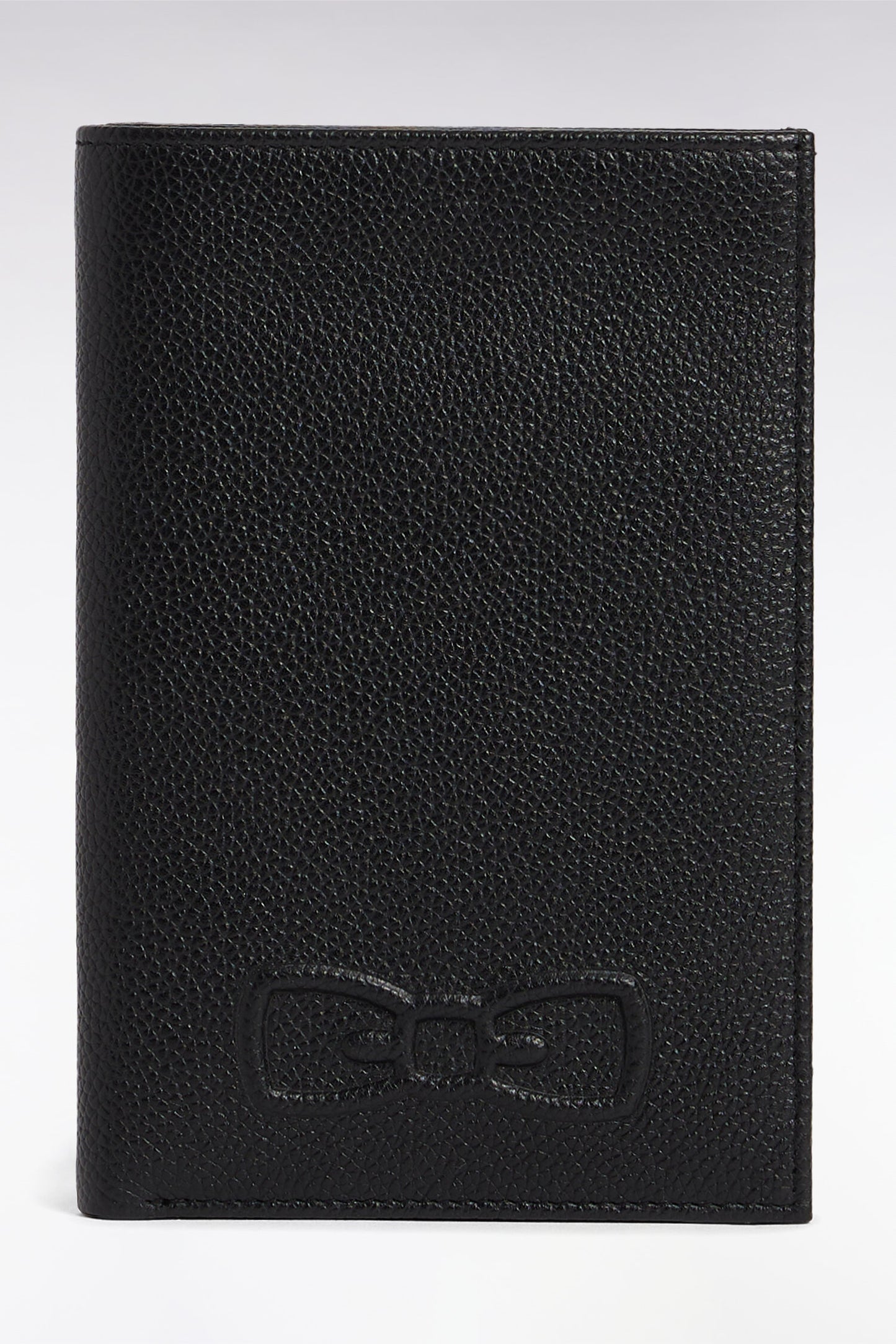 French format wallet in black grained leather