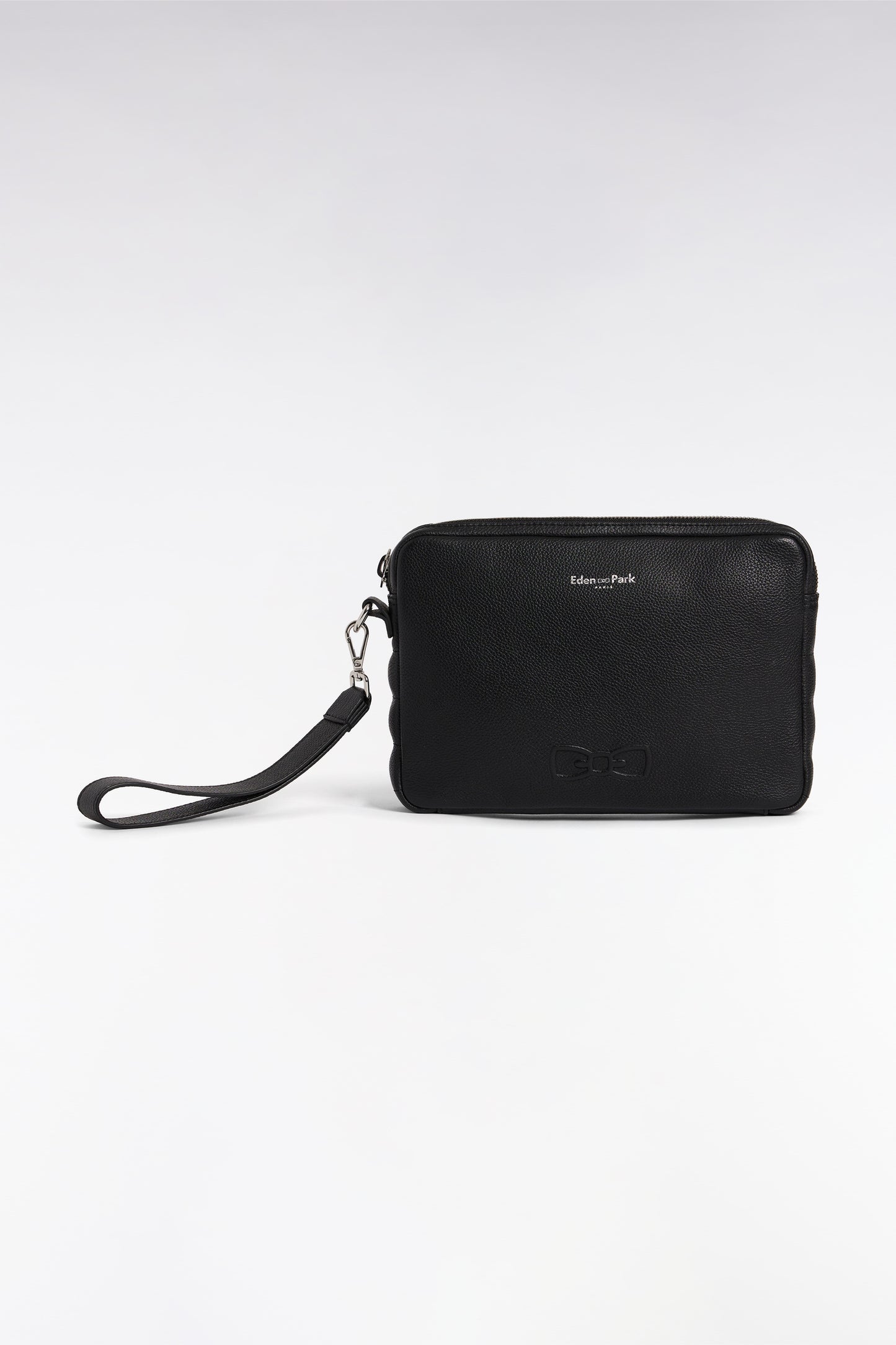 Black grained leather pouch