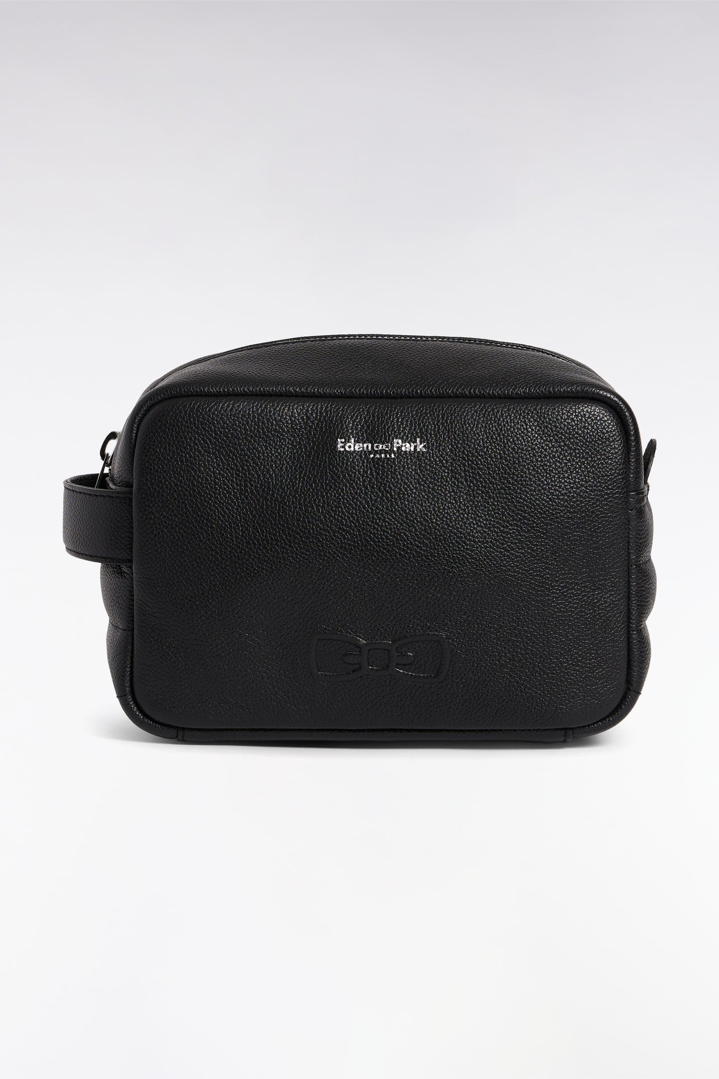 Trousse de toilette en cuir grainé noir