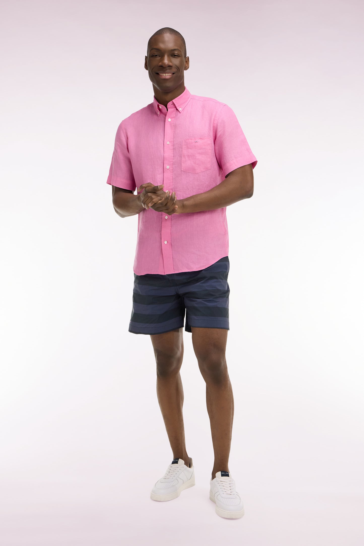 Navy striped swimsuit