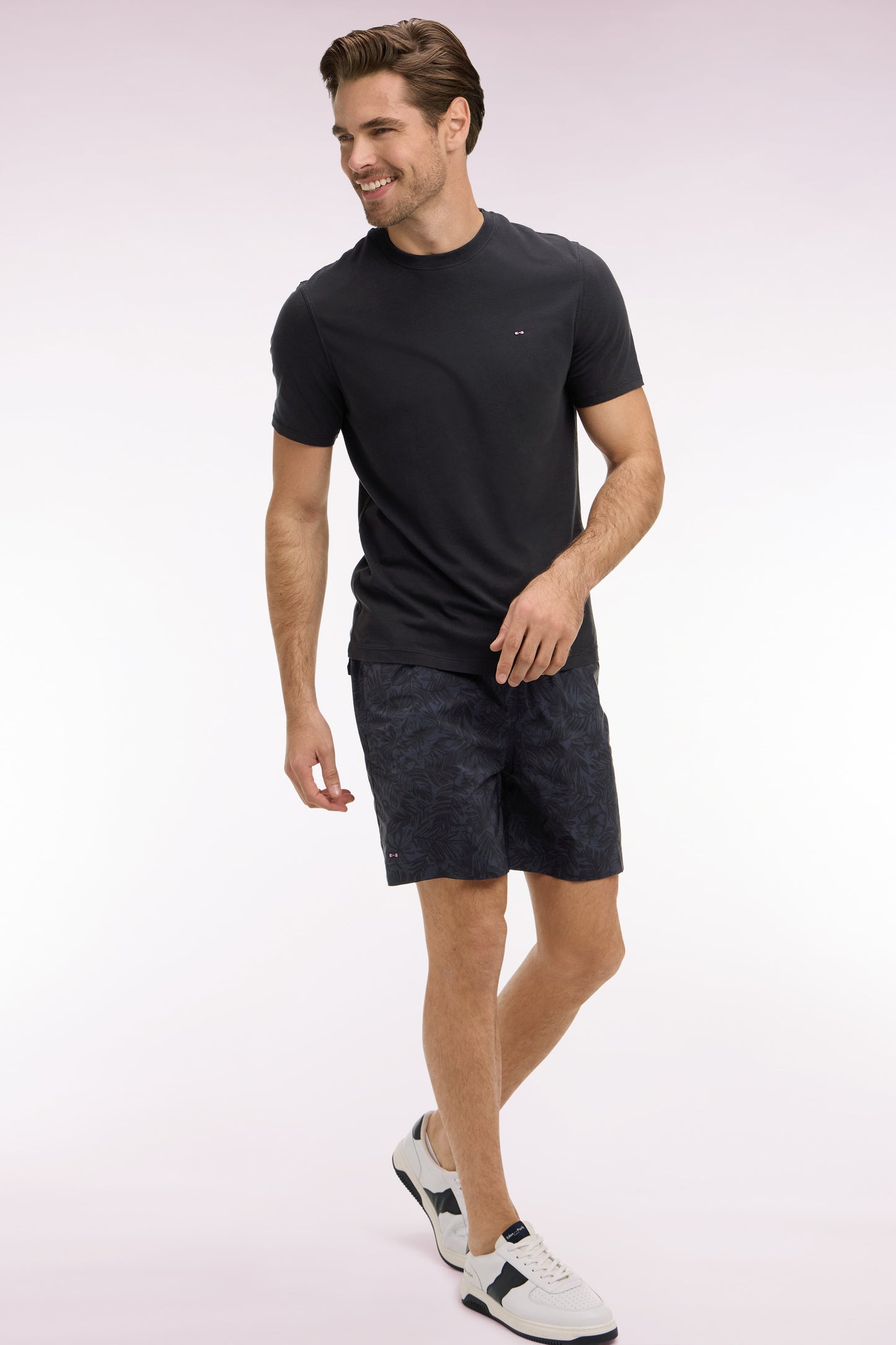 Maillot de bain marine à imprimé tropical