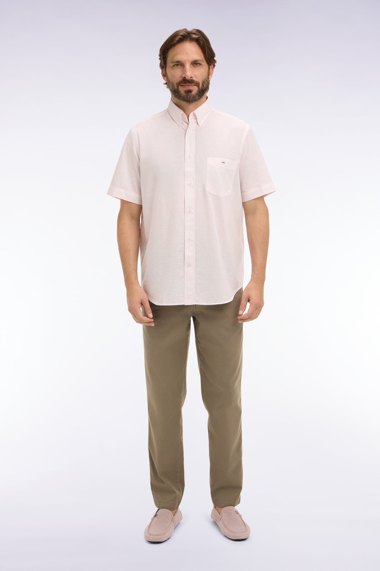 Beige cotton and lyocell elastic waist chino pants – Eden Park