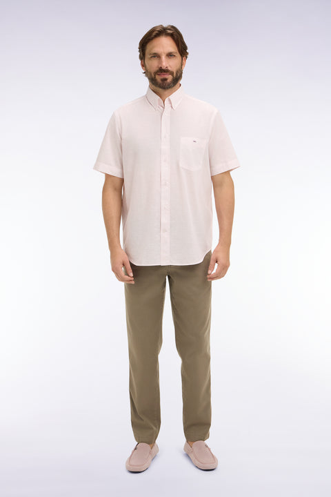 Pantalon chino taille élastique en coton et lyocell beige - Image 3