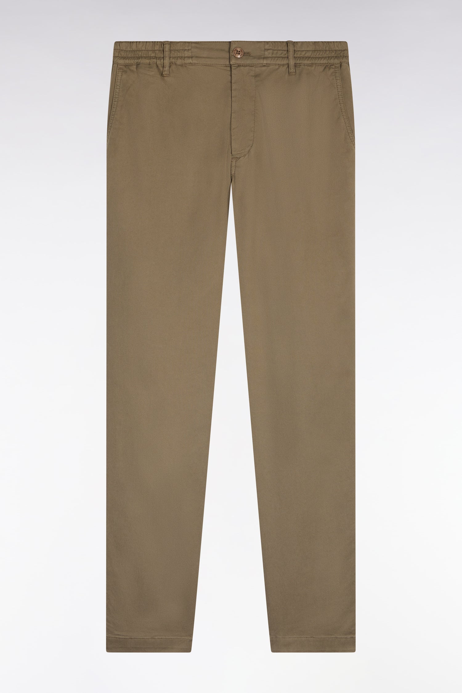 Beige cotton and lyocell elastic waist chino pants – Eden Park