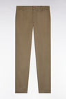 Pantalon chino taille élastique en coton et lyocell beige