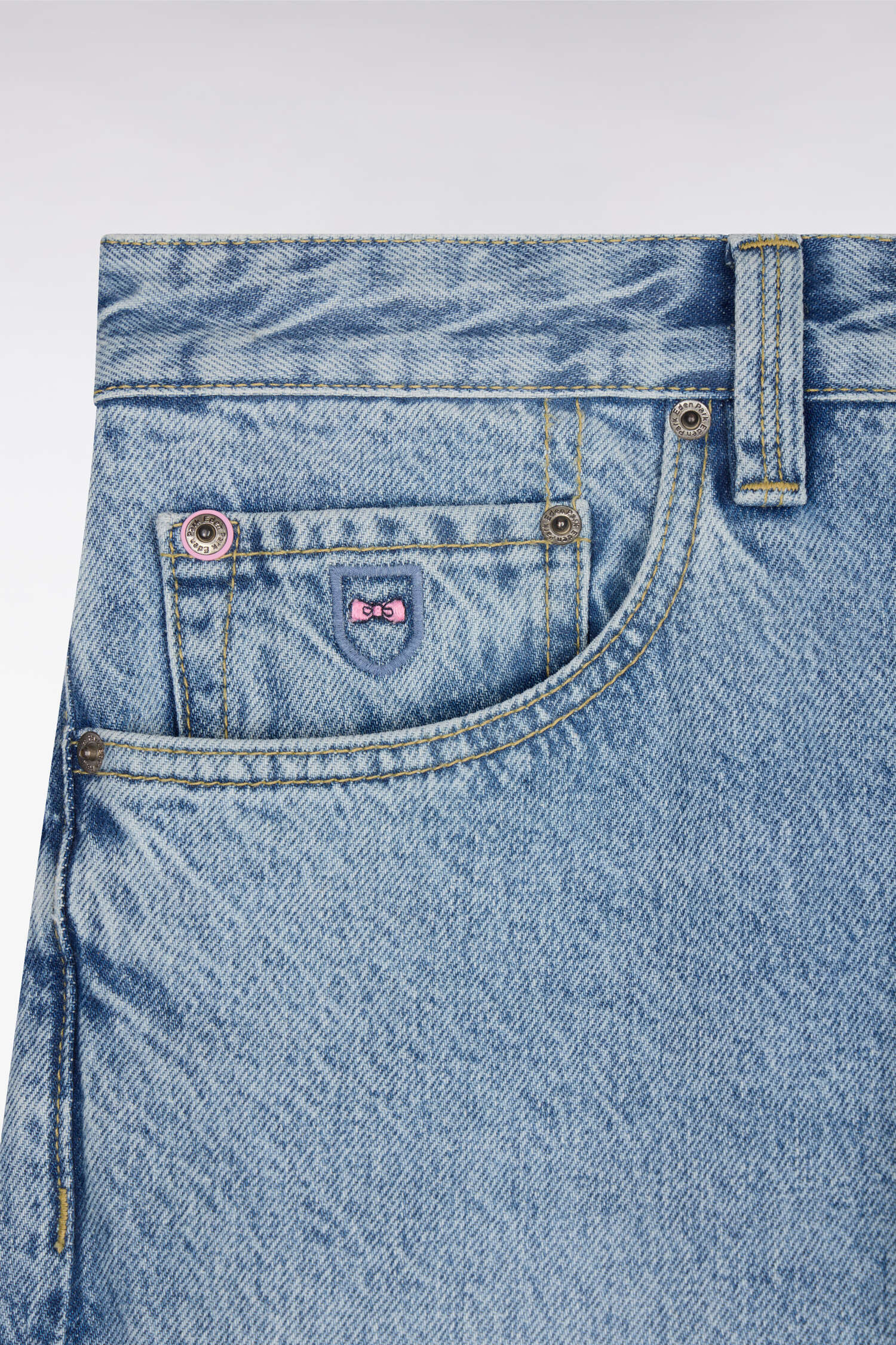 Regular fit dark blue stone bleach stretch denim jeans – Eden Park