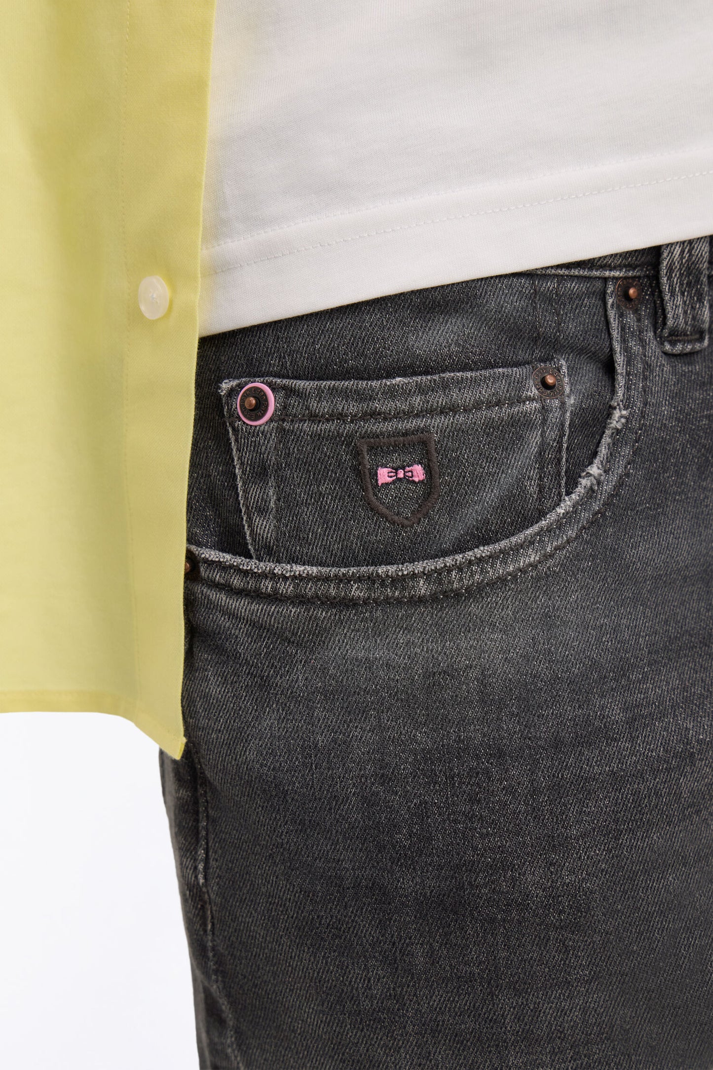 Regular fit dark gray stretch denim jeans