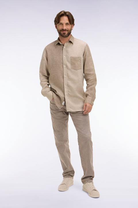 Jean en denim stretch beige coupe regular - Image 3