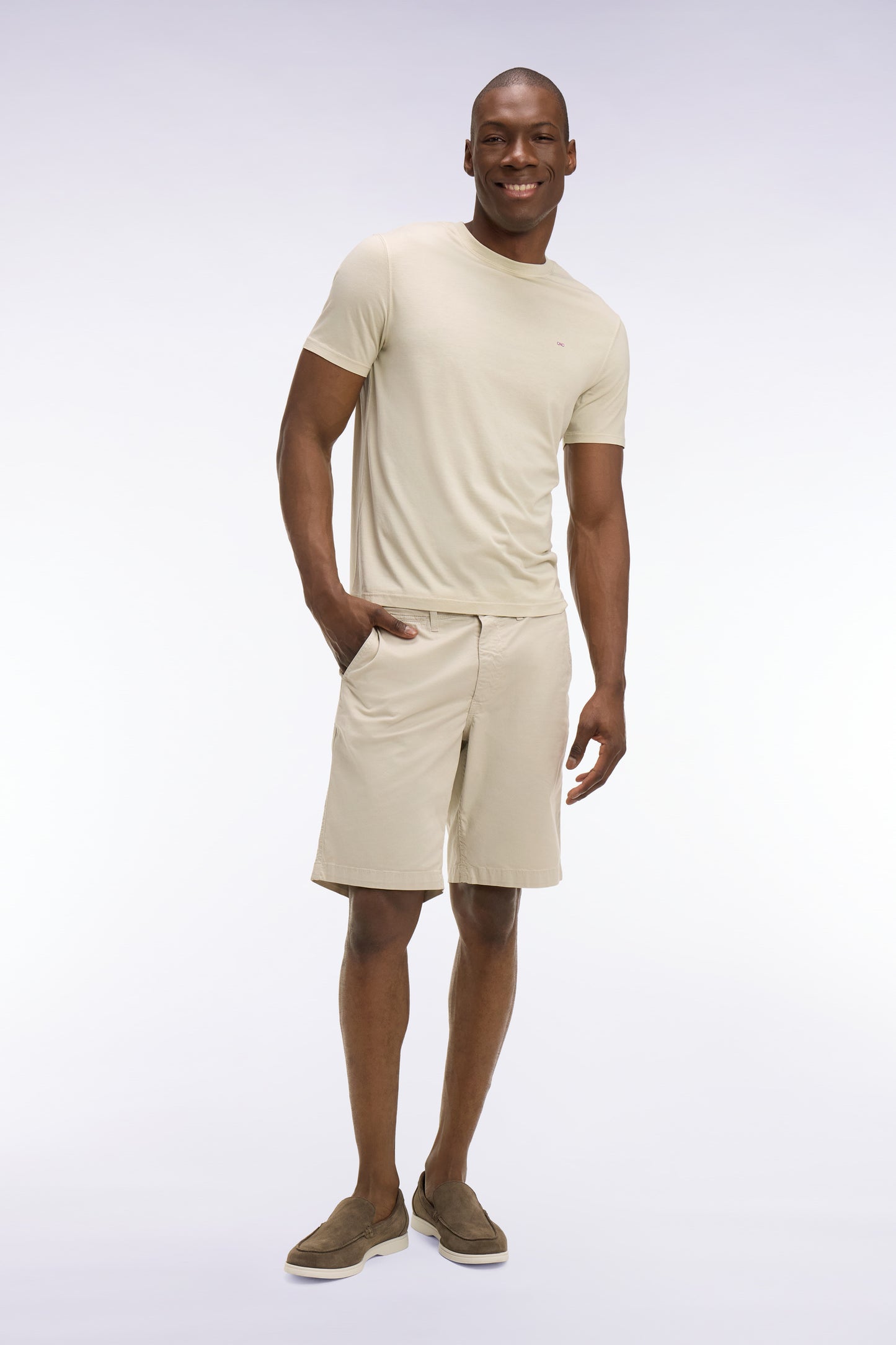 Bermuda chino en gabardine stretch beige