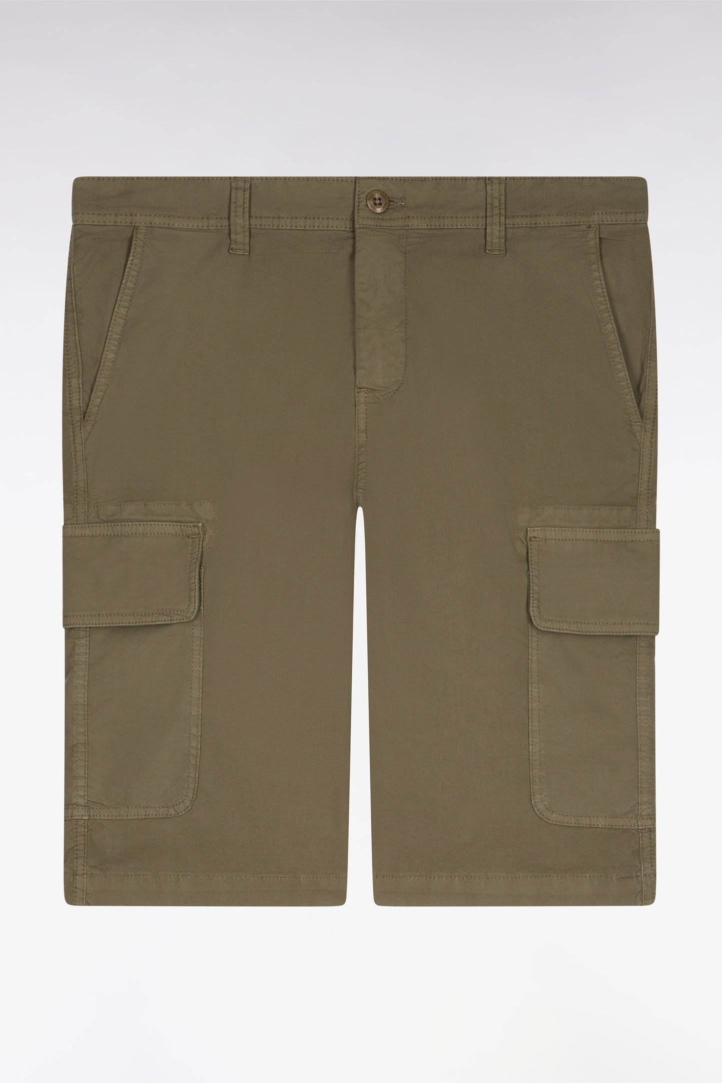 Khaki cotton cargo Bermuda shorts