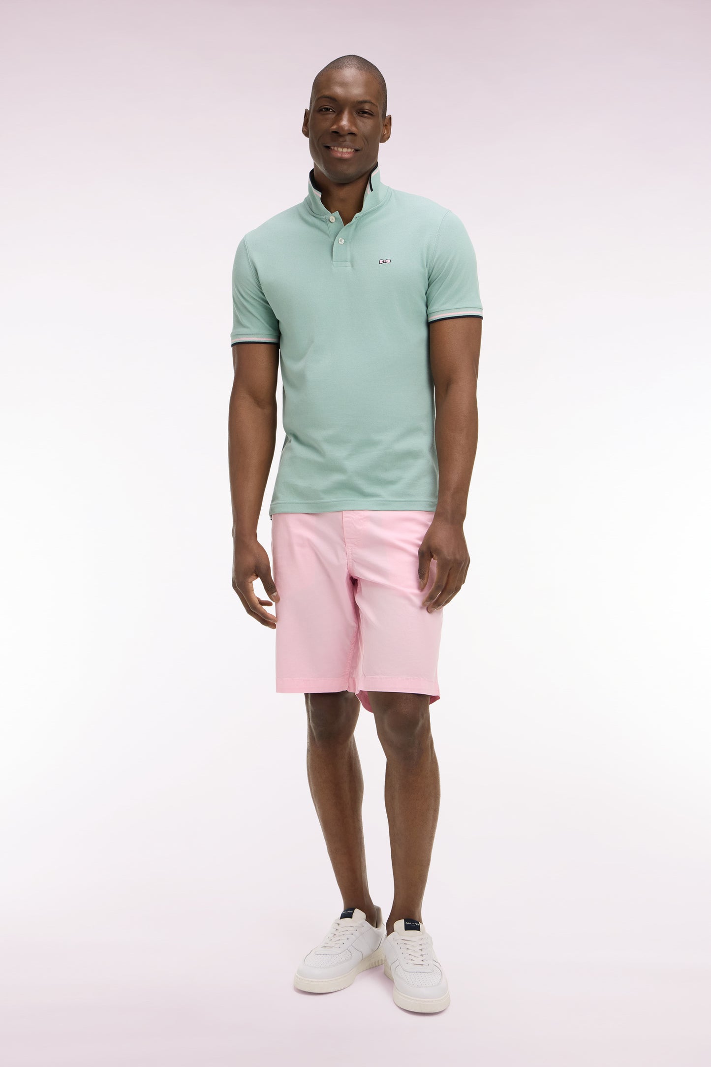 Chino Bermuda shorts in pink stretch gabardine