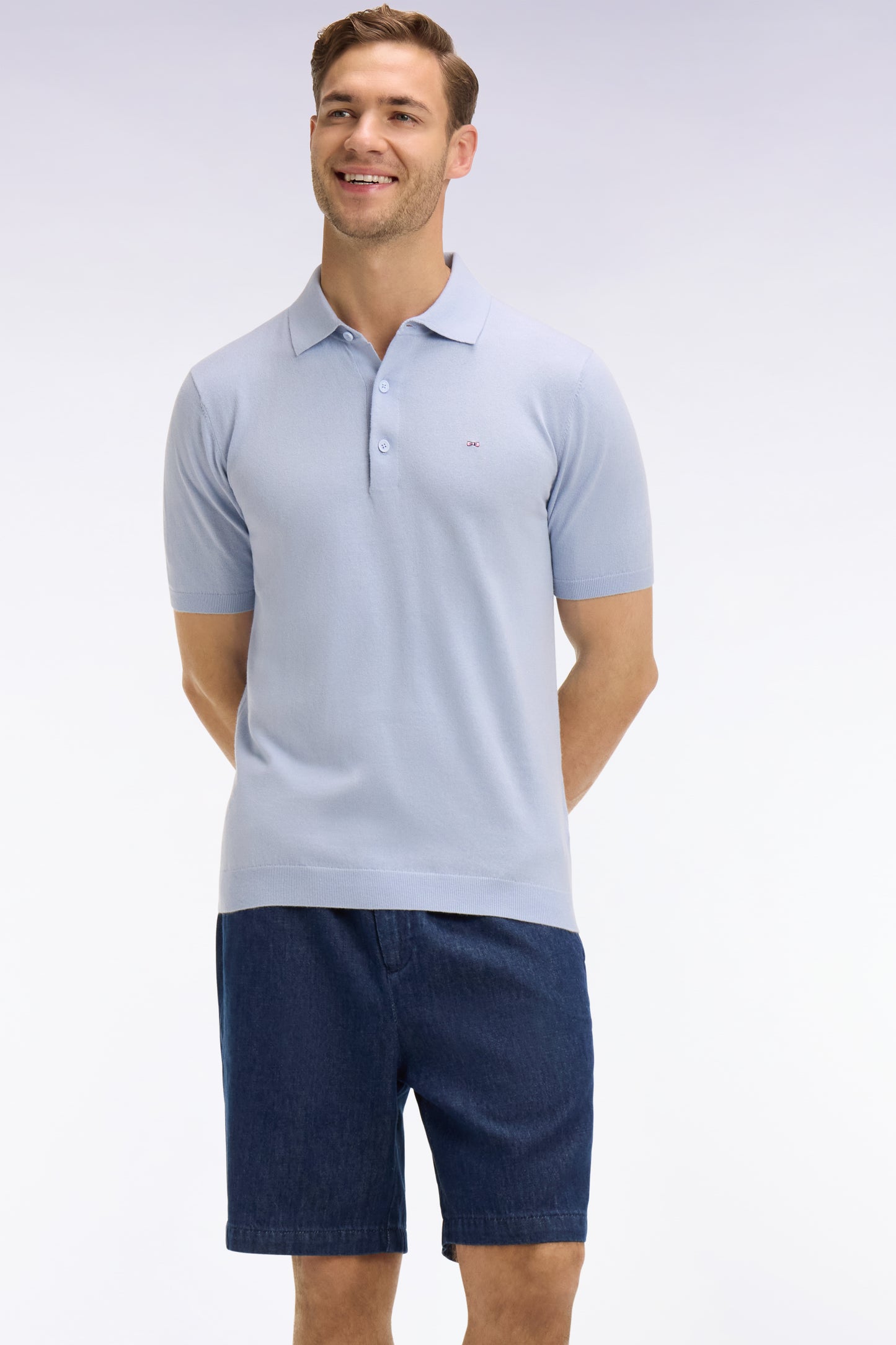 Bermuda à taille élastiquée en chambray marine