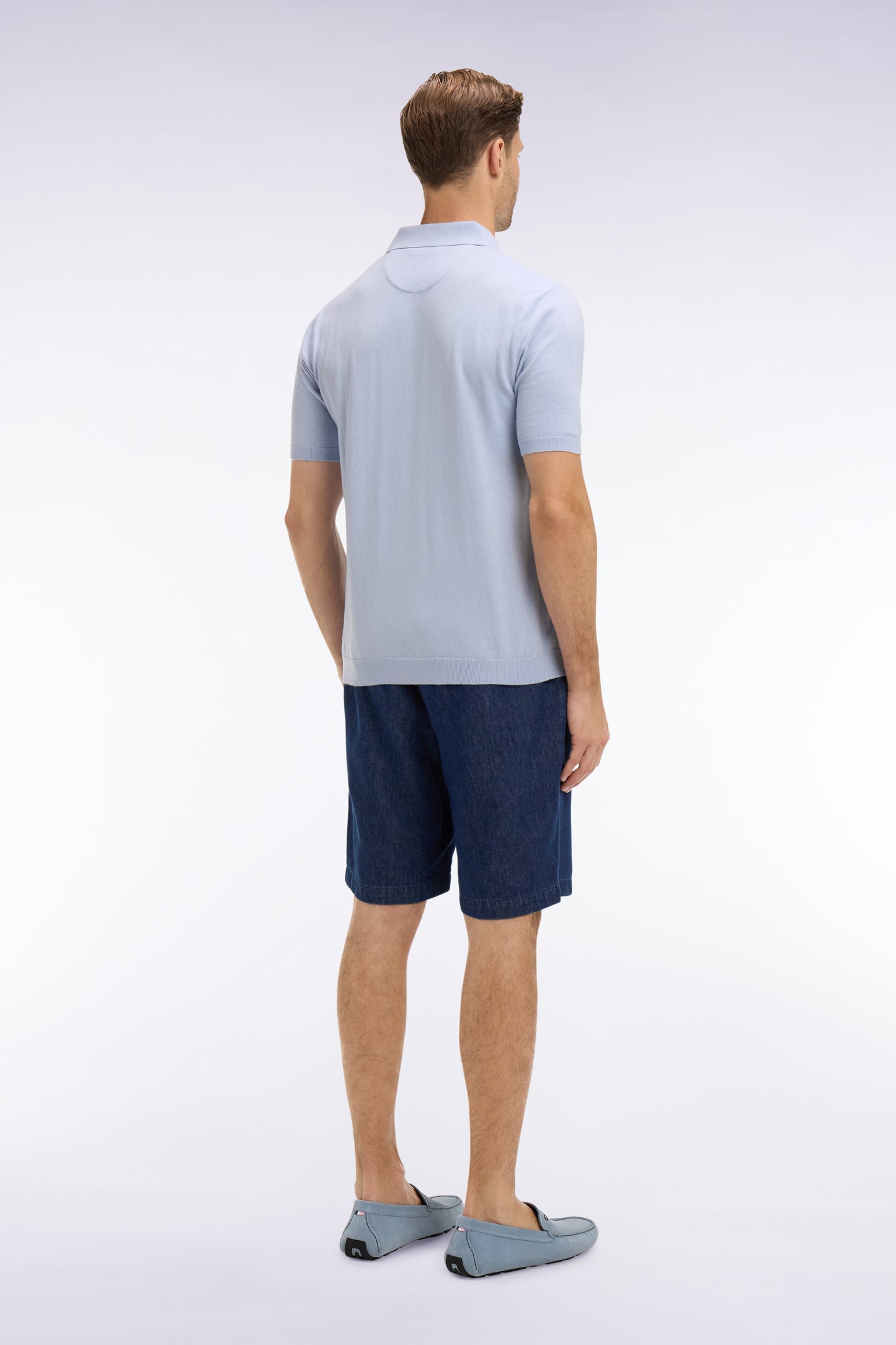 Bermuda à taille élastiquée en chambray marine