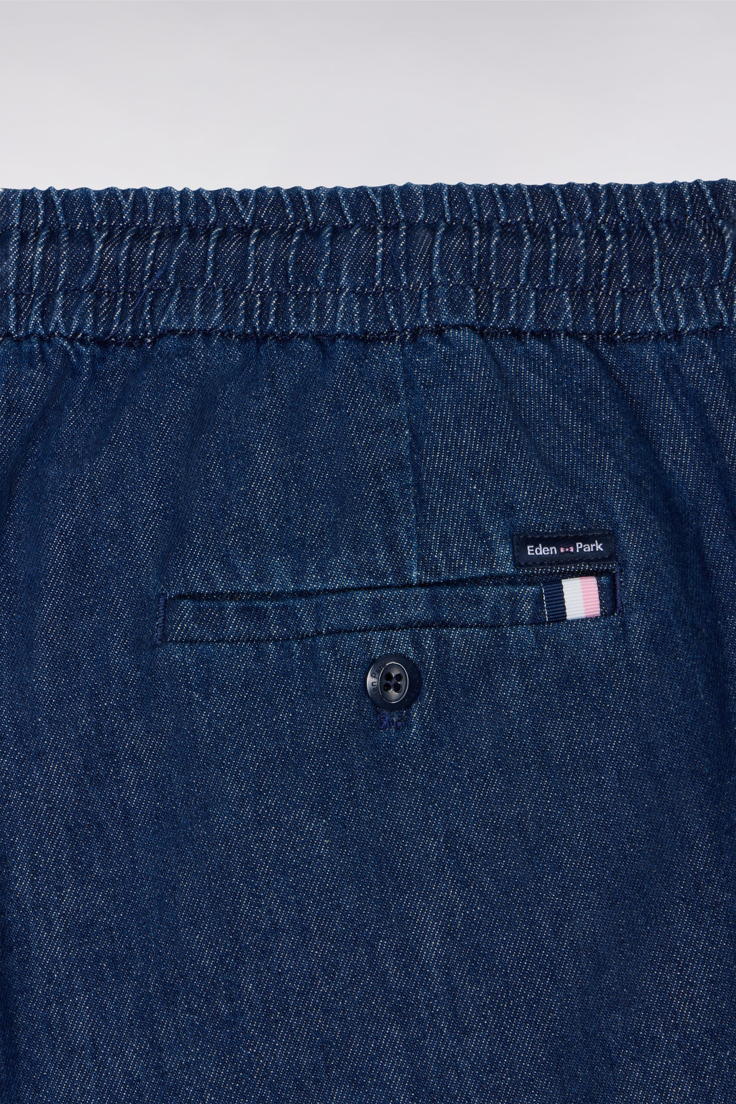 Bermuda à taille élastiquée en chambray marine