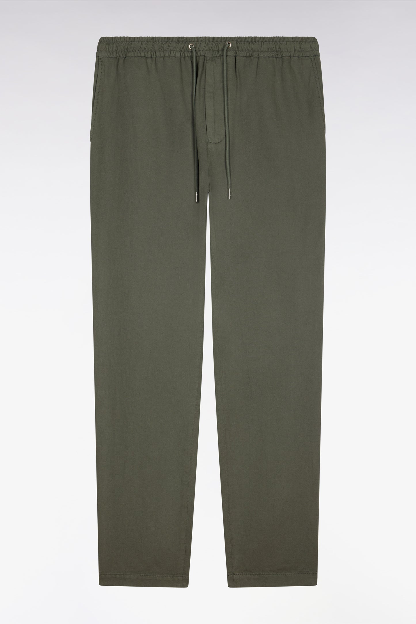 Pantalon en coton lin et lyocell kaki coupe Modern