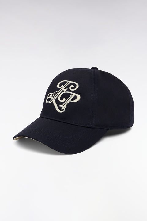 Casquette en twill de coton marine broderie initiales EP - Image 1