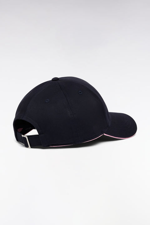 Casquette en twill de coton marine passepoil rose - Image 2